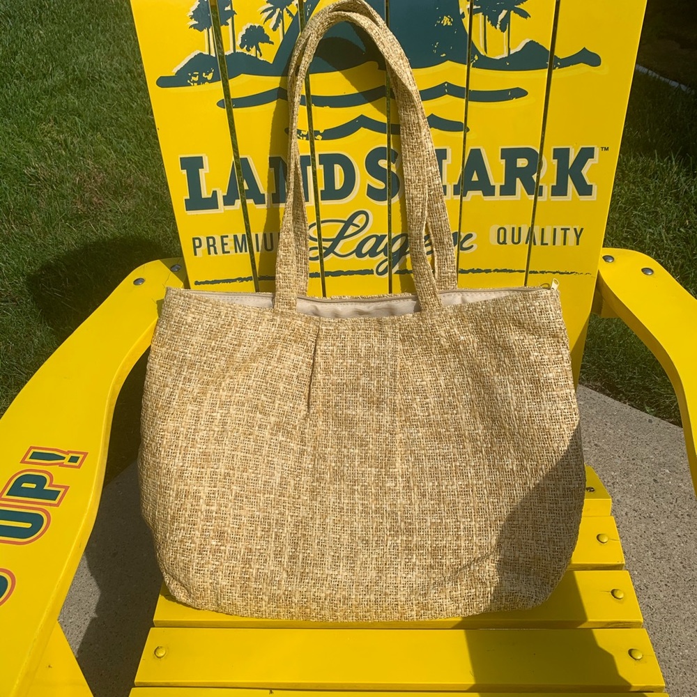 Large woven zipper beach bag tote